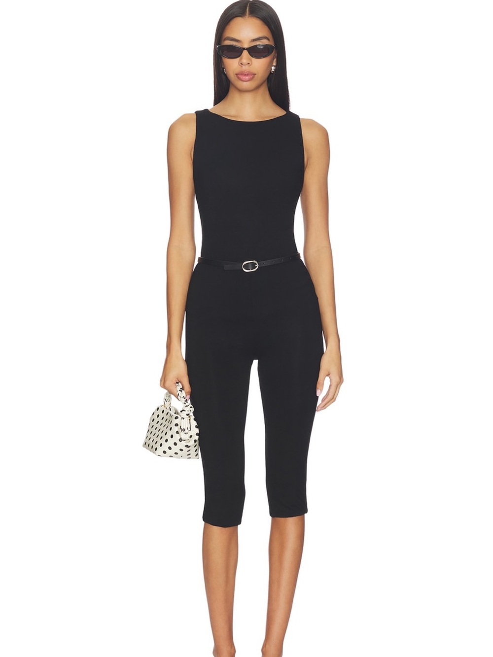 Sleek Black Sleeveless Cropped two piece set